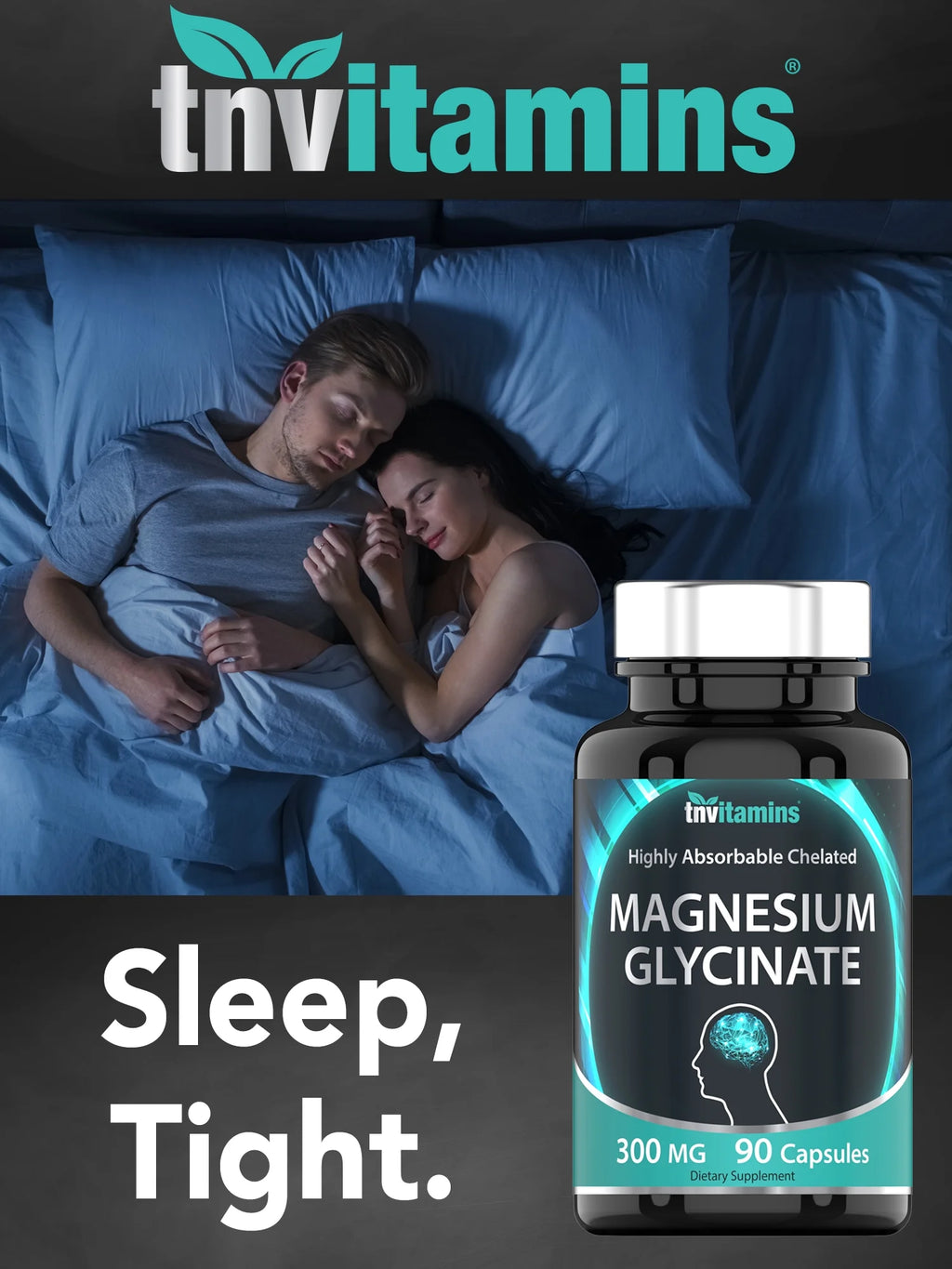 Magnesium Glycinate 300mg — Deep Sleep, Less Stress & Zero Muscle Cramps (90 Capsules)